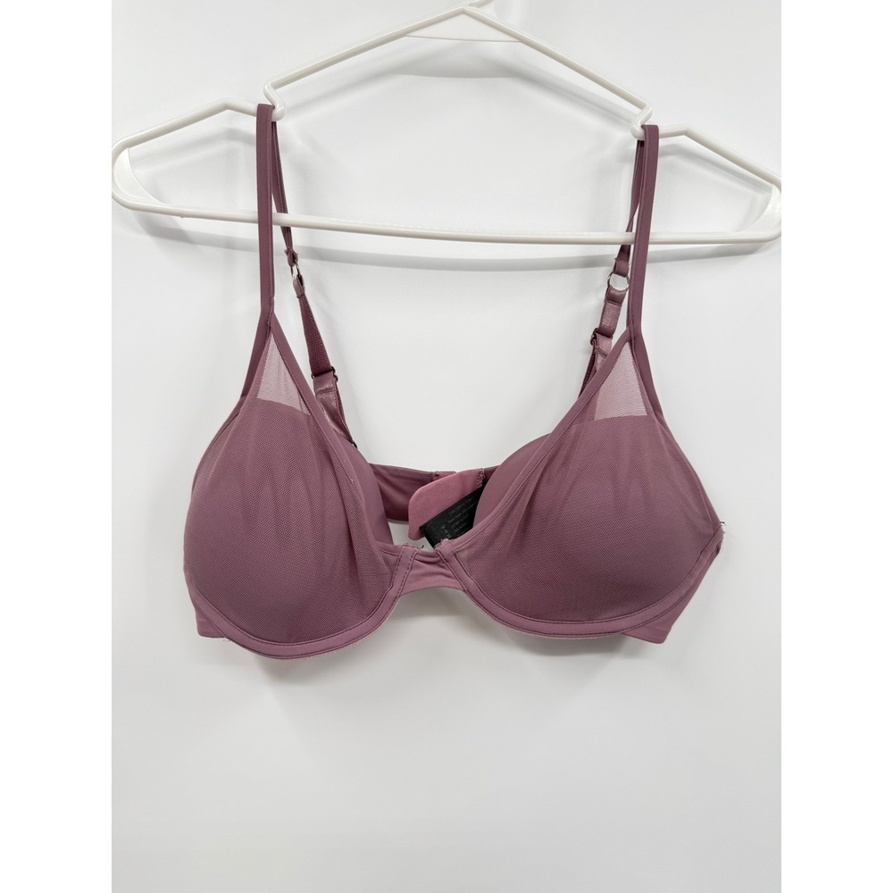 Pepper 36B Mesh All You Bra  Mauve Purple Underwire Lightly Lined Mesh Overlay